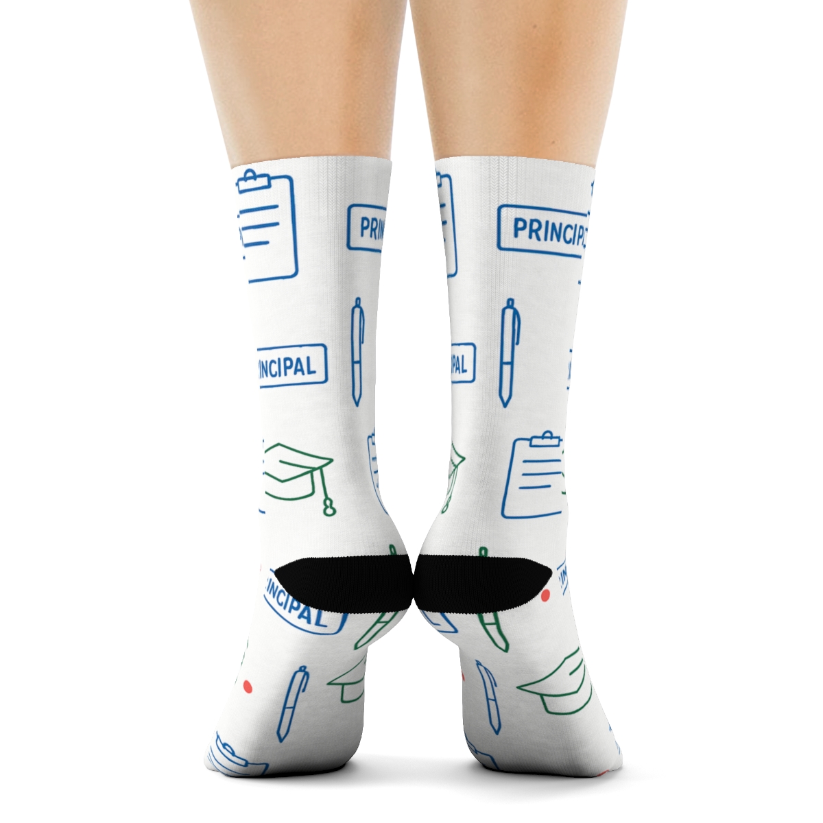 Modern Minimalist Grid With School Principal Office Essentials trendy patterned crew socks