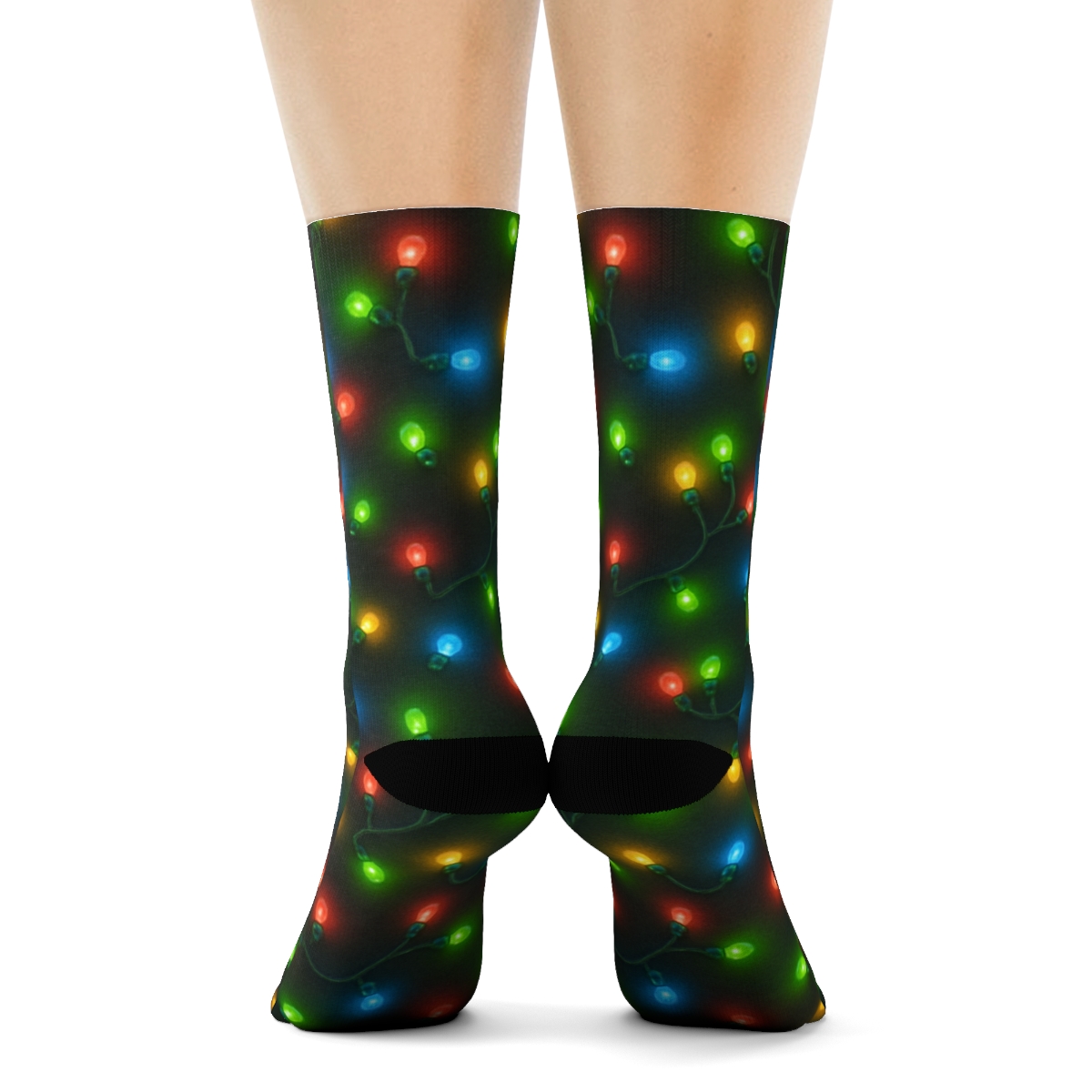 Multicolor Mini Light Scatter On Contrasting Dark Field trendy patterned crew socks
