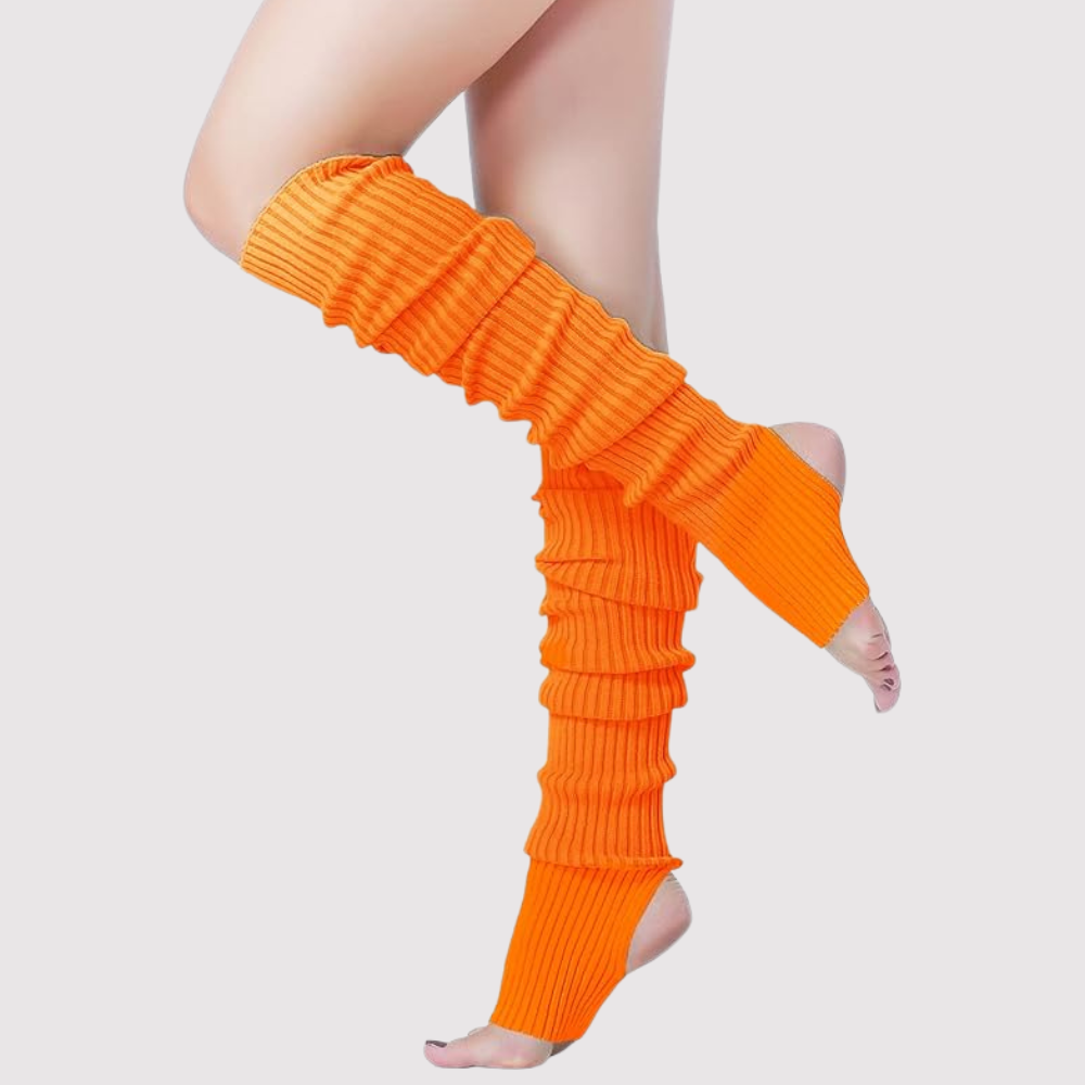 Women 80s Party Ribbed Knit Long Leg Warmer
