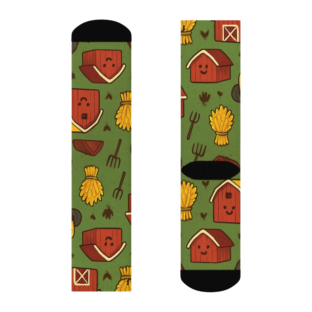 Tractor Parade With Farmer Motifs designer printed crew socks