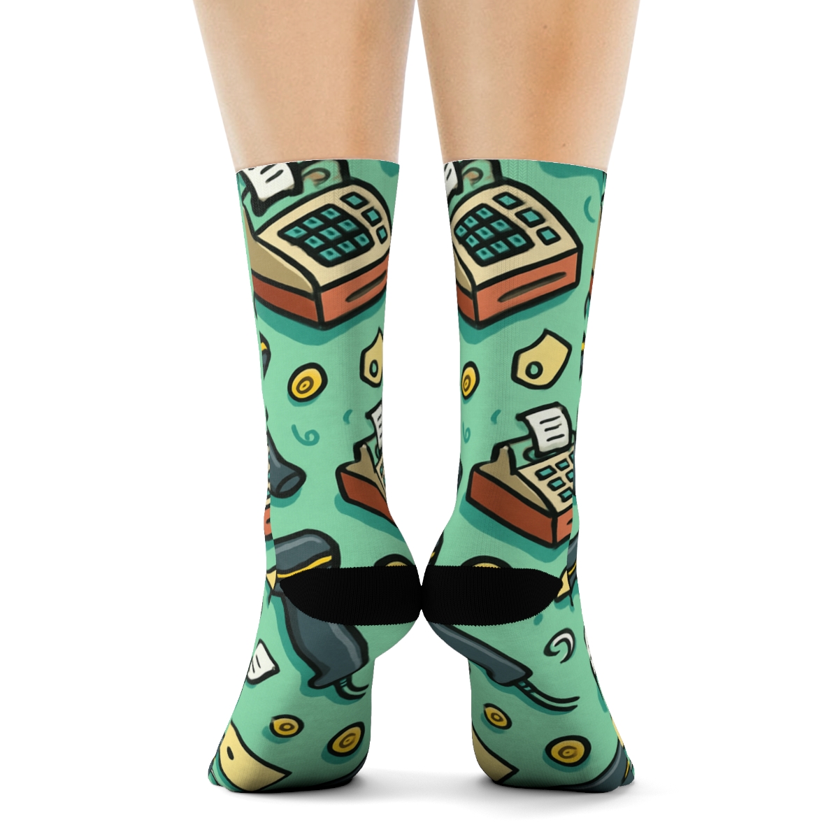 Barcode Scanner Lattice With Cashier Charms stylish athletic crew socks