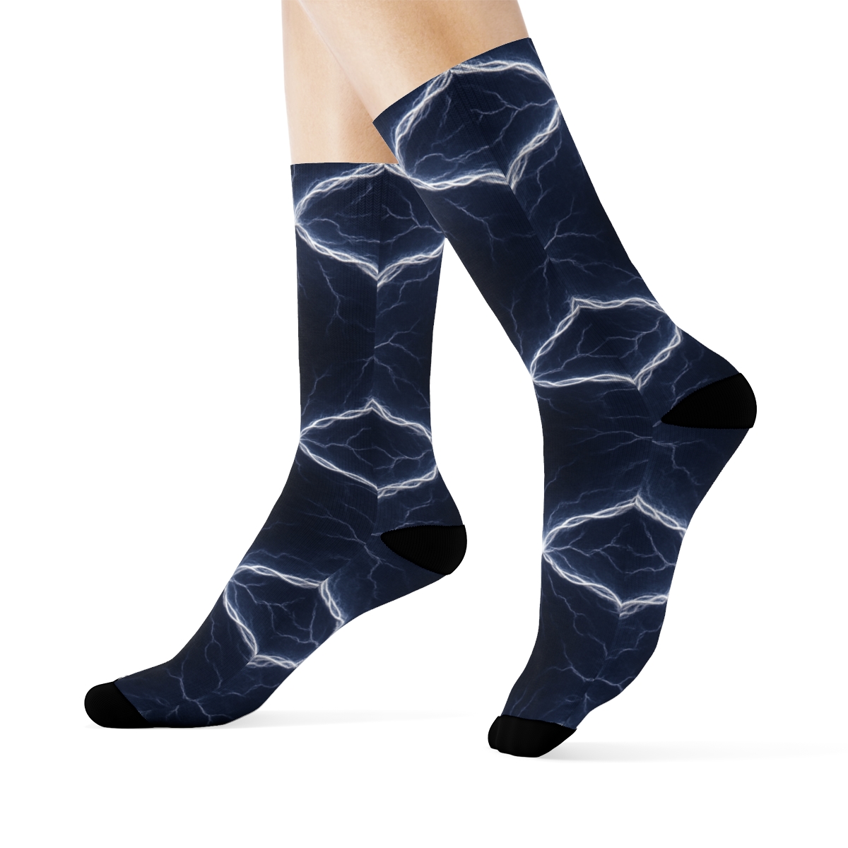 Indigo Arc Lattice On Metallic Storm Field premium sports crew socks