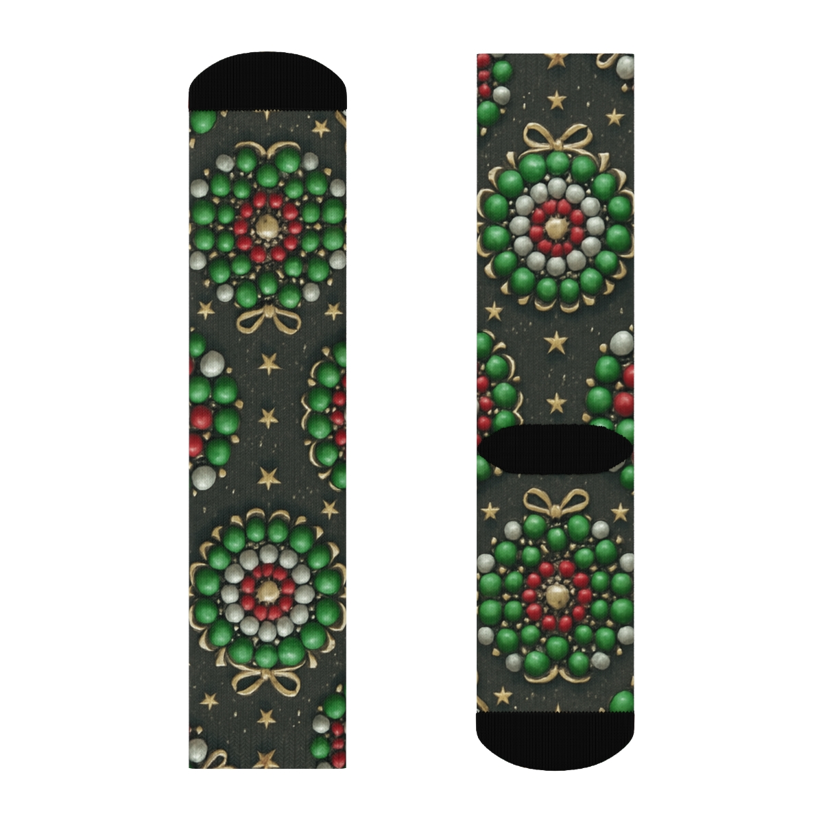 Xmas Ornament Concentric Medallions On Charcoal stylish athletic crew socks