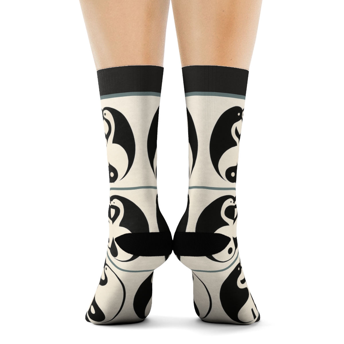 Minimal Mirror Pair Border unique graphic crew socks
