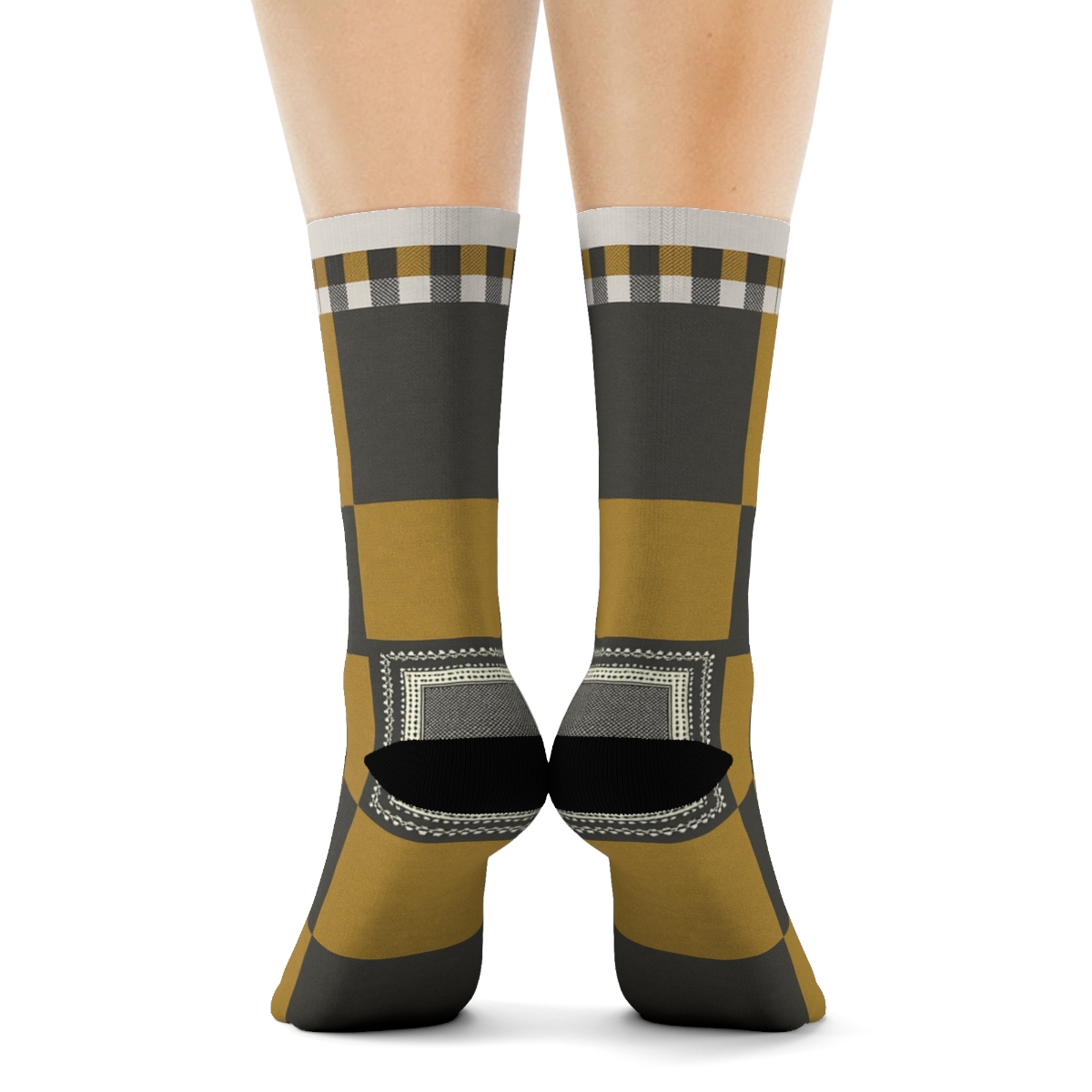 Large Block Check With Spotlight Square custom crew socks