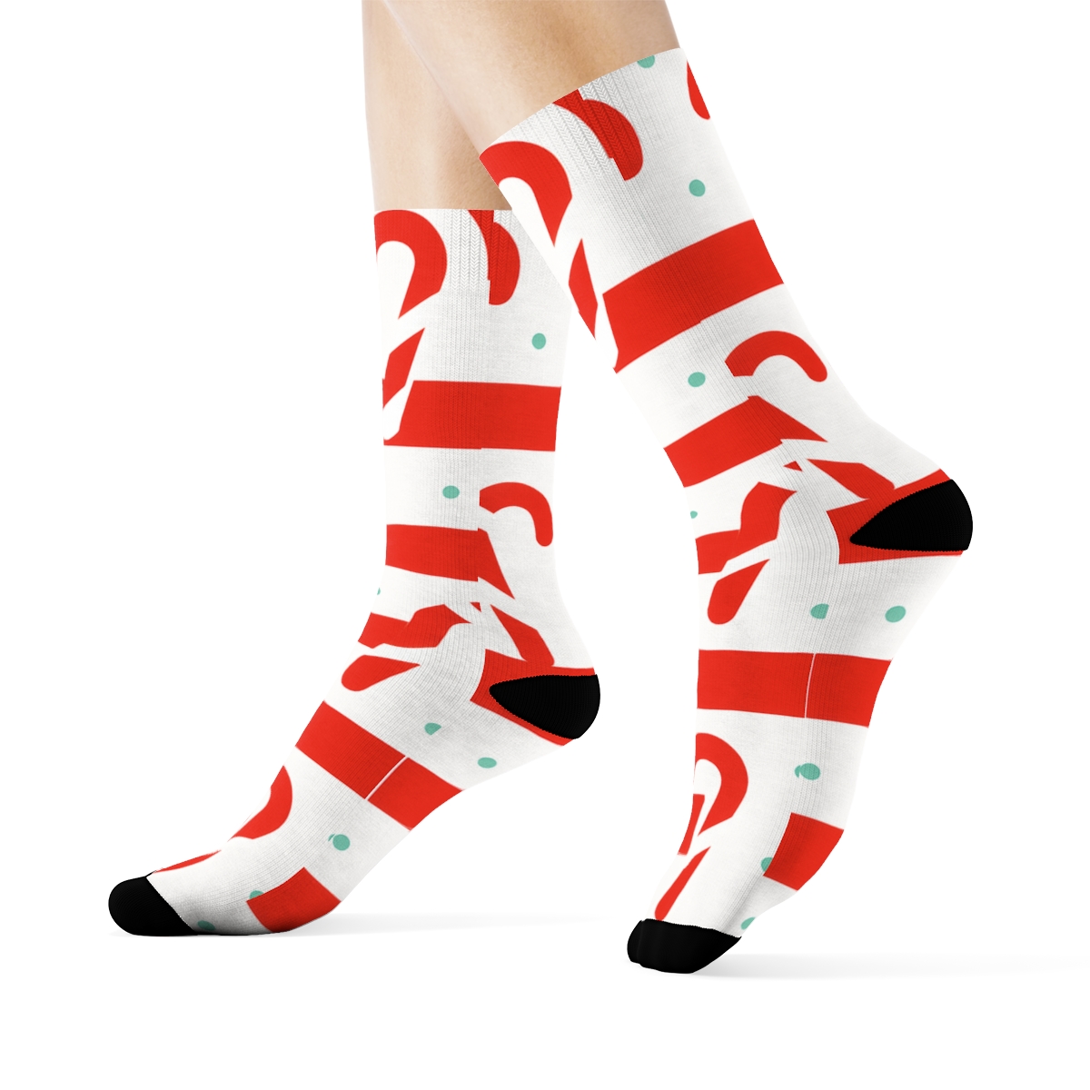 Modern Minimal Candy Canes Stripe Interrupt Bands trendy patterned crew socks