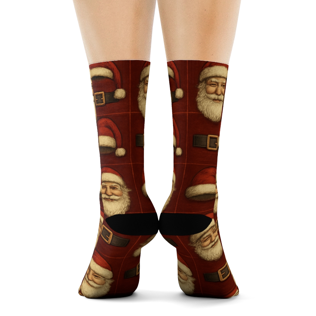 Santa Hat Grid Classic unique graphic crew socks