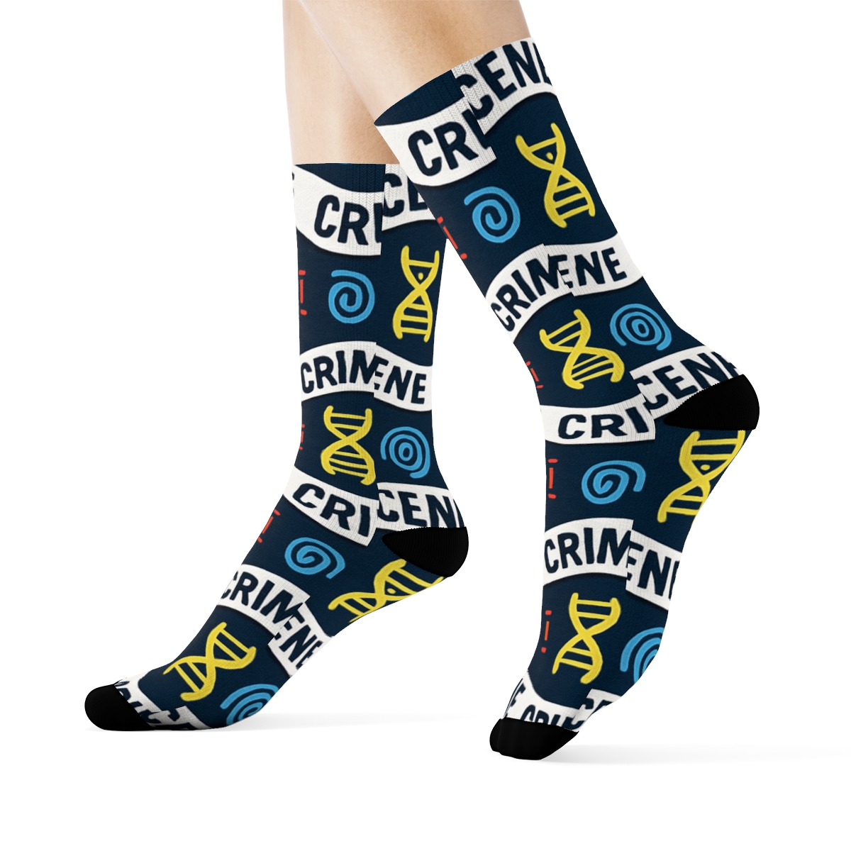 Forensic Scientist Crime Scene Tape Wave Grid stylish athletic crew socks
