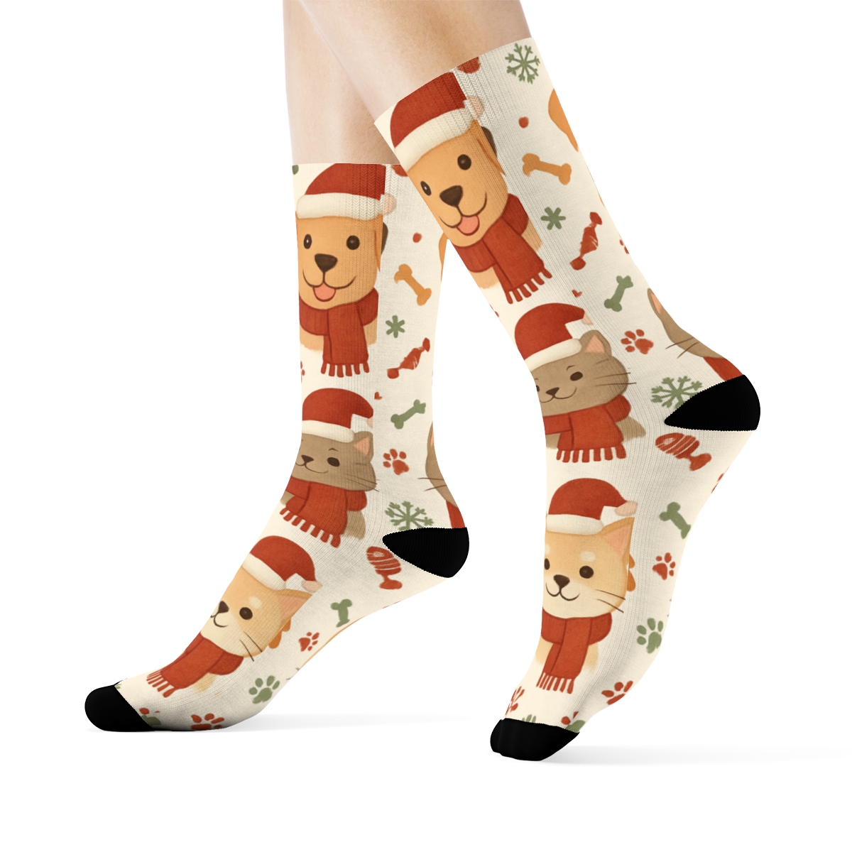 Holiday Pets In Cozy Constellation Grid stylish athletic crew socks