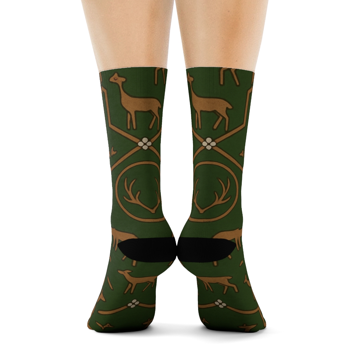 Deer-Crafted Antler Medallion Lattice premium sports crew socks