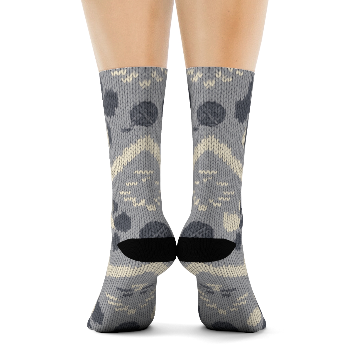 Knitted Illusion Cat Paw Chevron trendy patterned crew socks