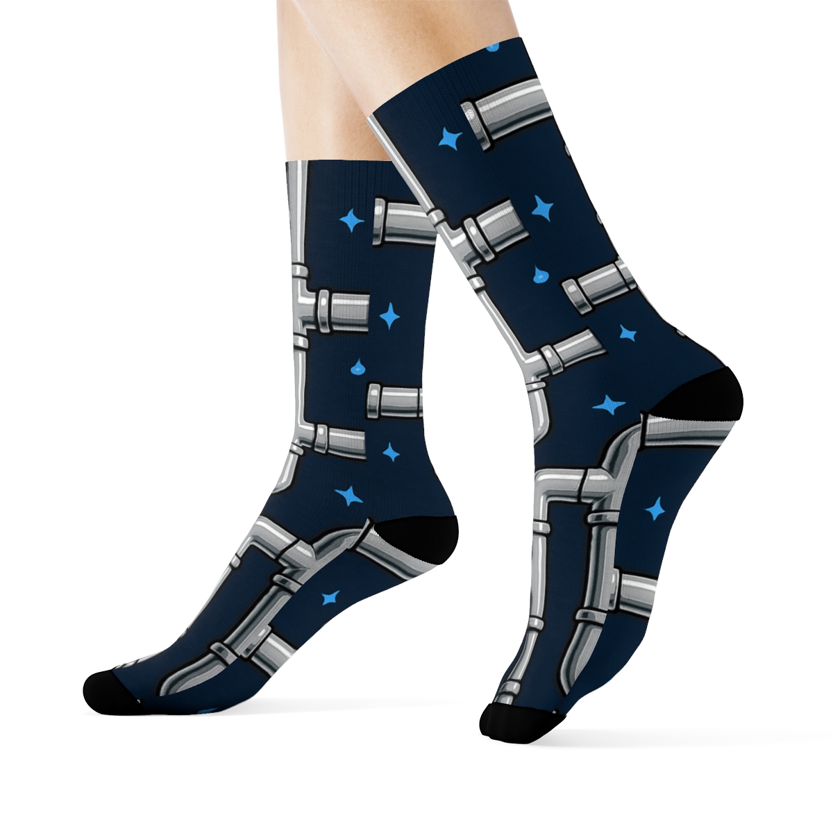 Plumber Starfield Pipe Lattice stylish athletic crew socks