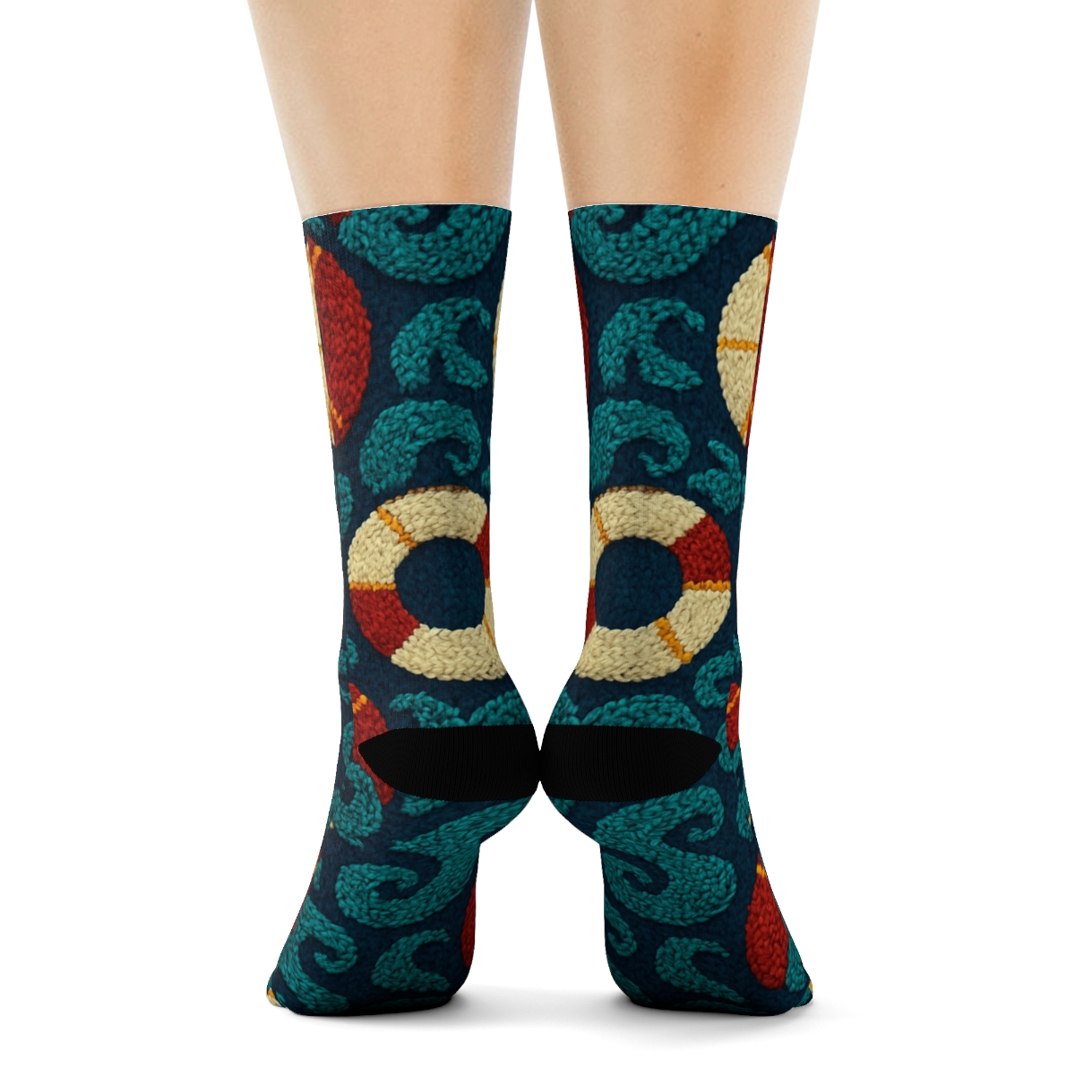 Lifeguard Knit Illusion Buoy Grid designer printed crew socks