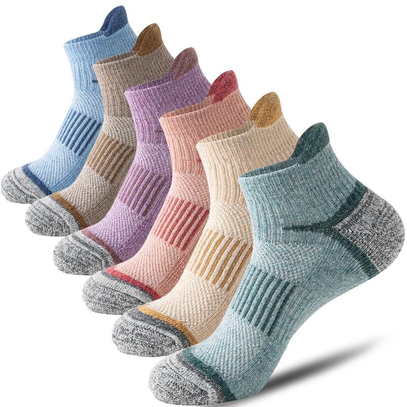 Pack of 6 Merino Wool Low Cut Cushioned Performance Socks for Men