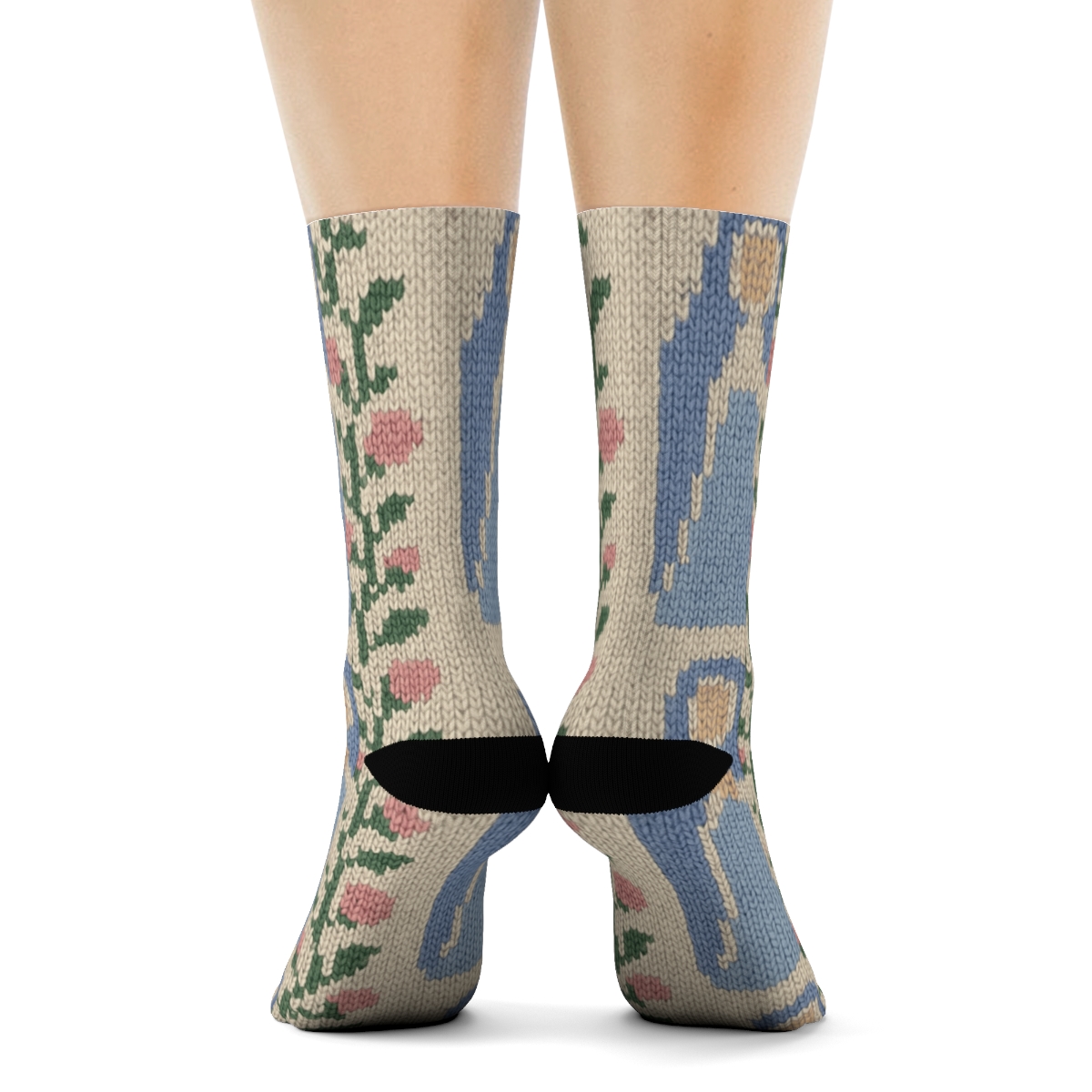 Blue Cloak Garden Stripe Design Mary trendy patterned crew socks
