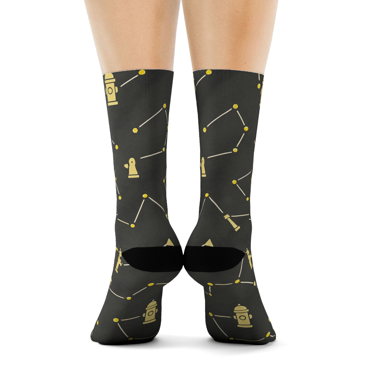 Hydrant Constellation Pattern Fire Fighter Tribute trendy patterned crew socks