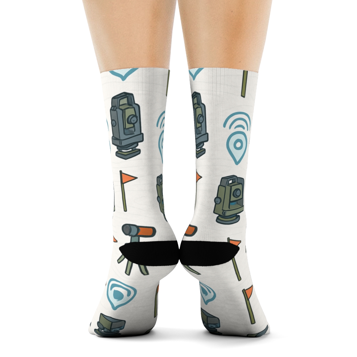 Contour Bandana Grid, Surveyor Edition trendy patterned crew socks