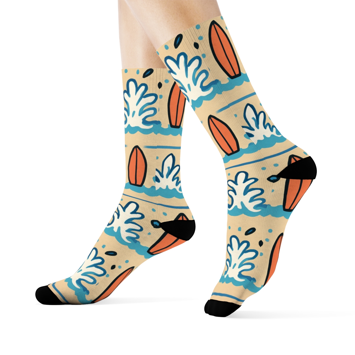 Ocean Bands With Playful Dolphin Pods unique graphic crew socks