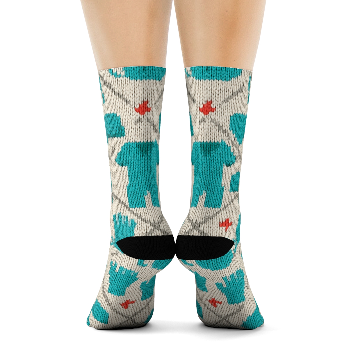 Knitted-Illusion Scrub Lattice Surgeon Pattern soft everyday crew socks