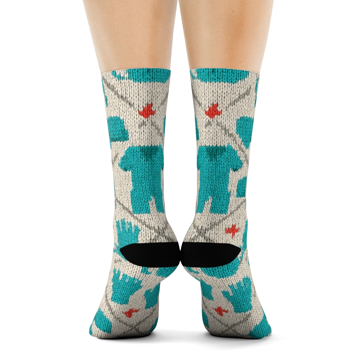 Knitted-Illusion Scrub Lattice Surgeon Pattern soft everyday crew socks