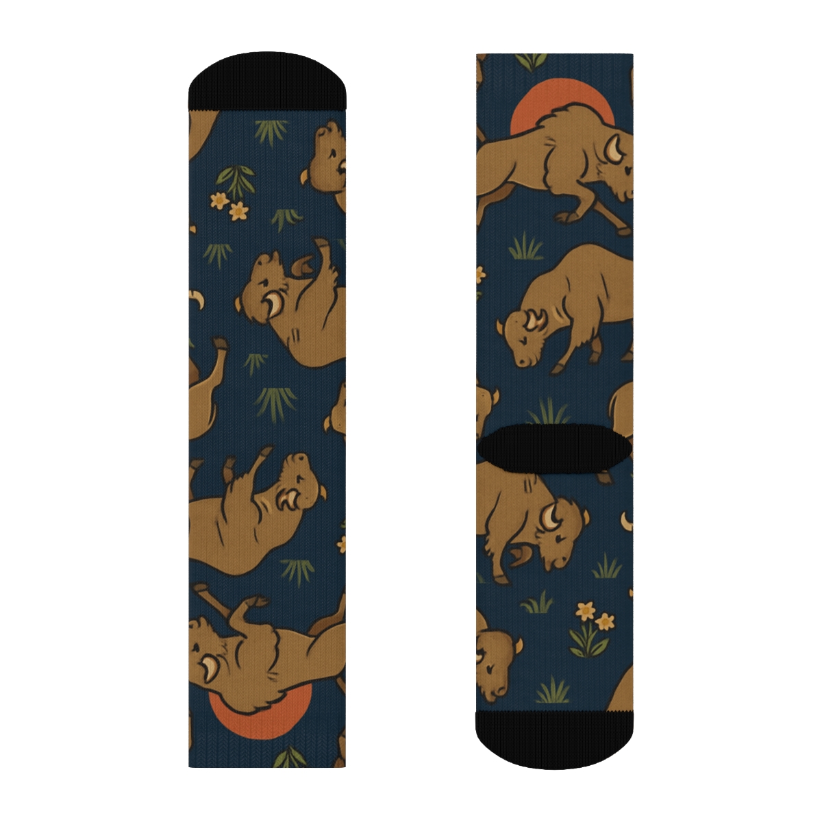 Sunset Herd Scatter, Prairie Bison custom crew socks