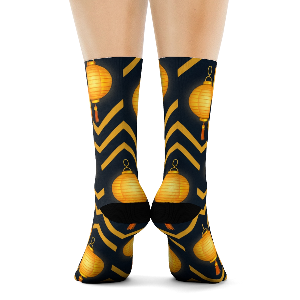 Tassel Chevron Rhythm With Lantern Accents soft everyday crew socks