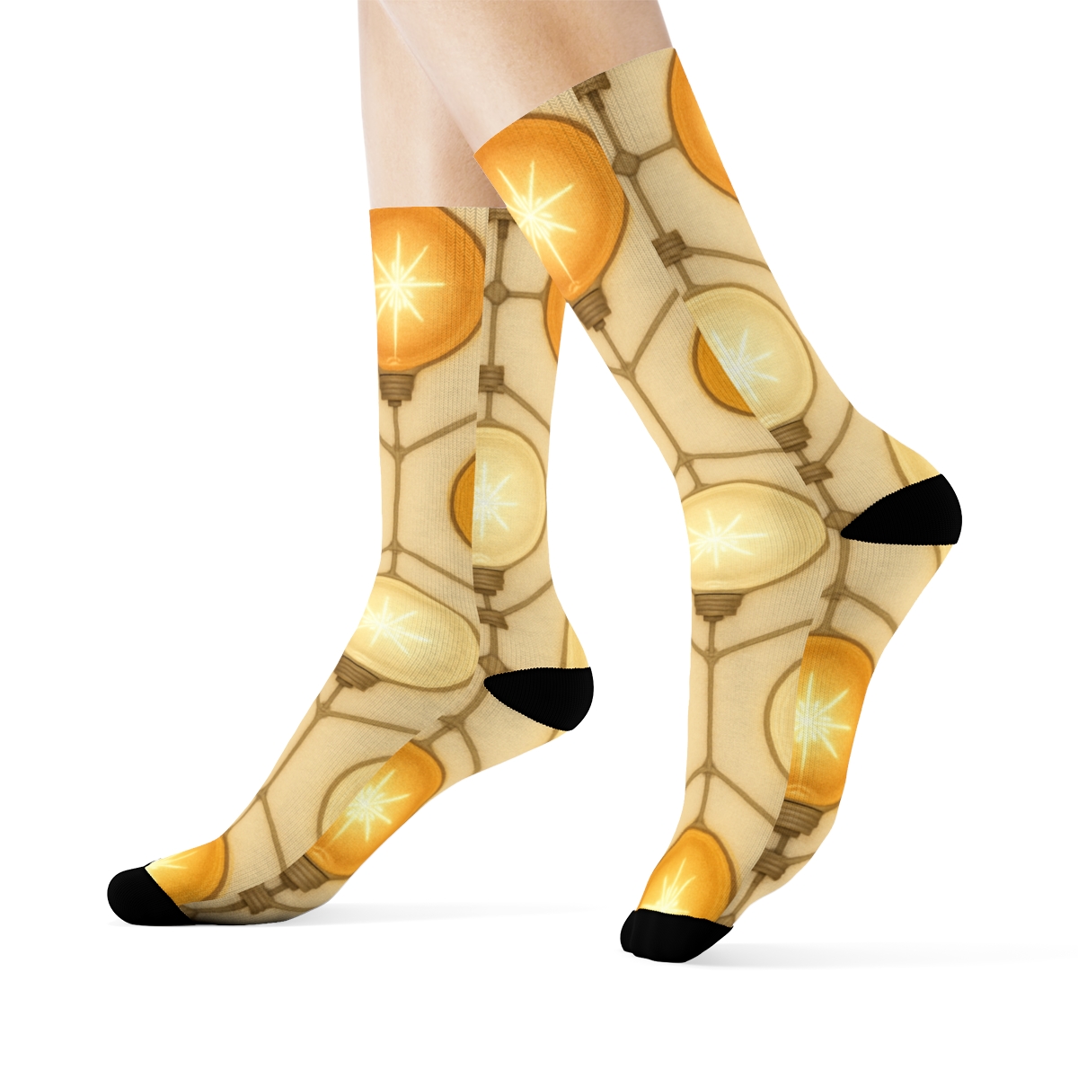 Glowing Globe Tessellation On Light Ground designer printed crew socks