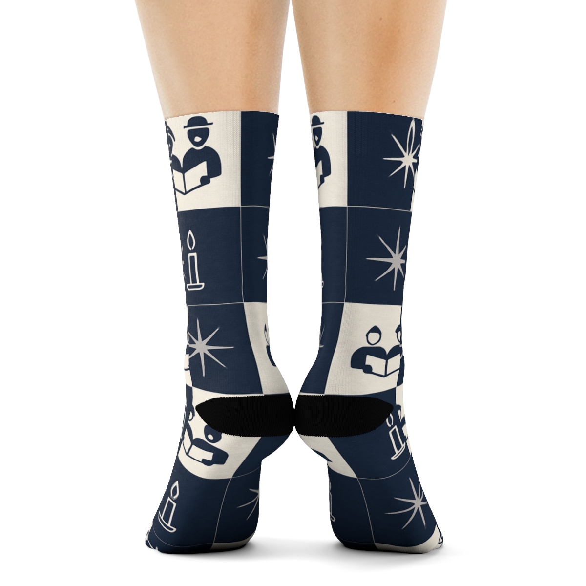 Midnight Star Carol Grid unique graphic crew socks