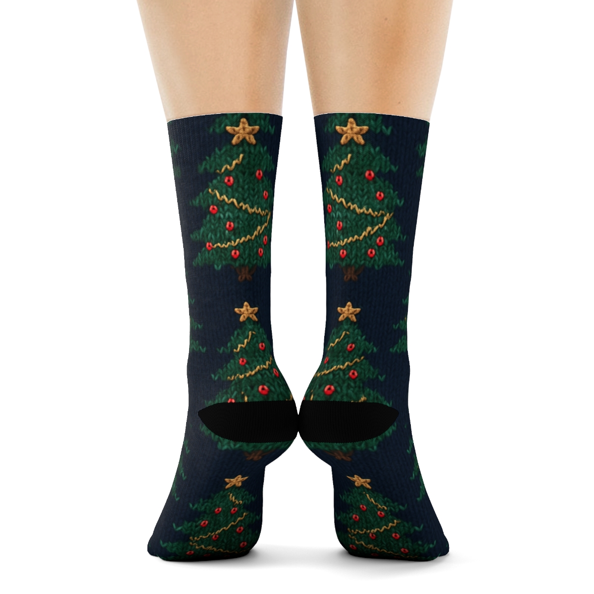 Knitted Nordic Christmas Tree Chevron Tapestry personalized crew socks