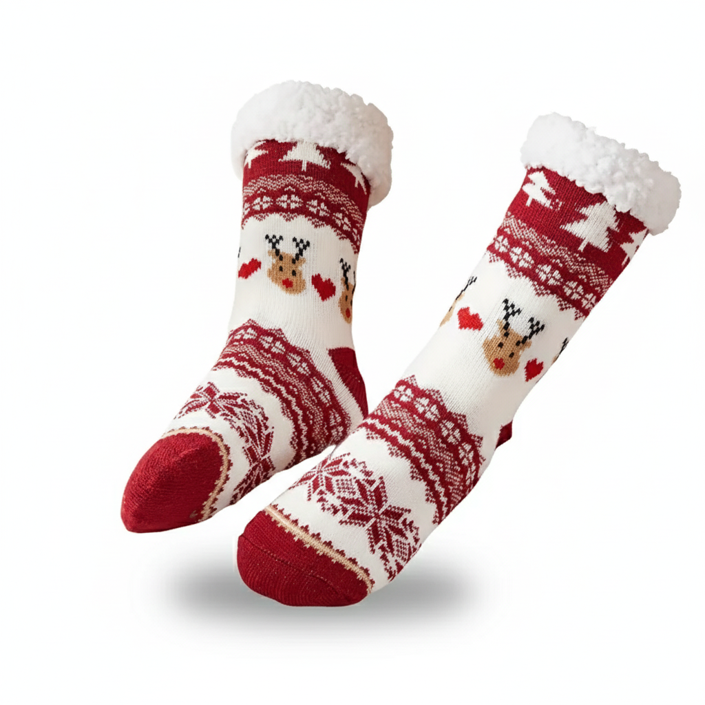 Soft Plush Fleece Lined Christmas Socks For Women