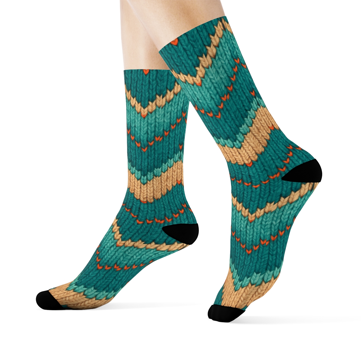 Fish Scale Chevron Knit Illusion soft everyday crew socks