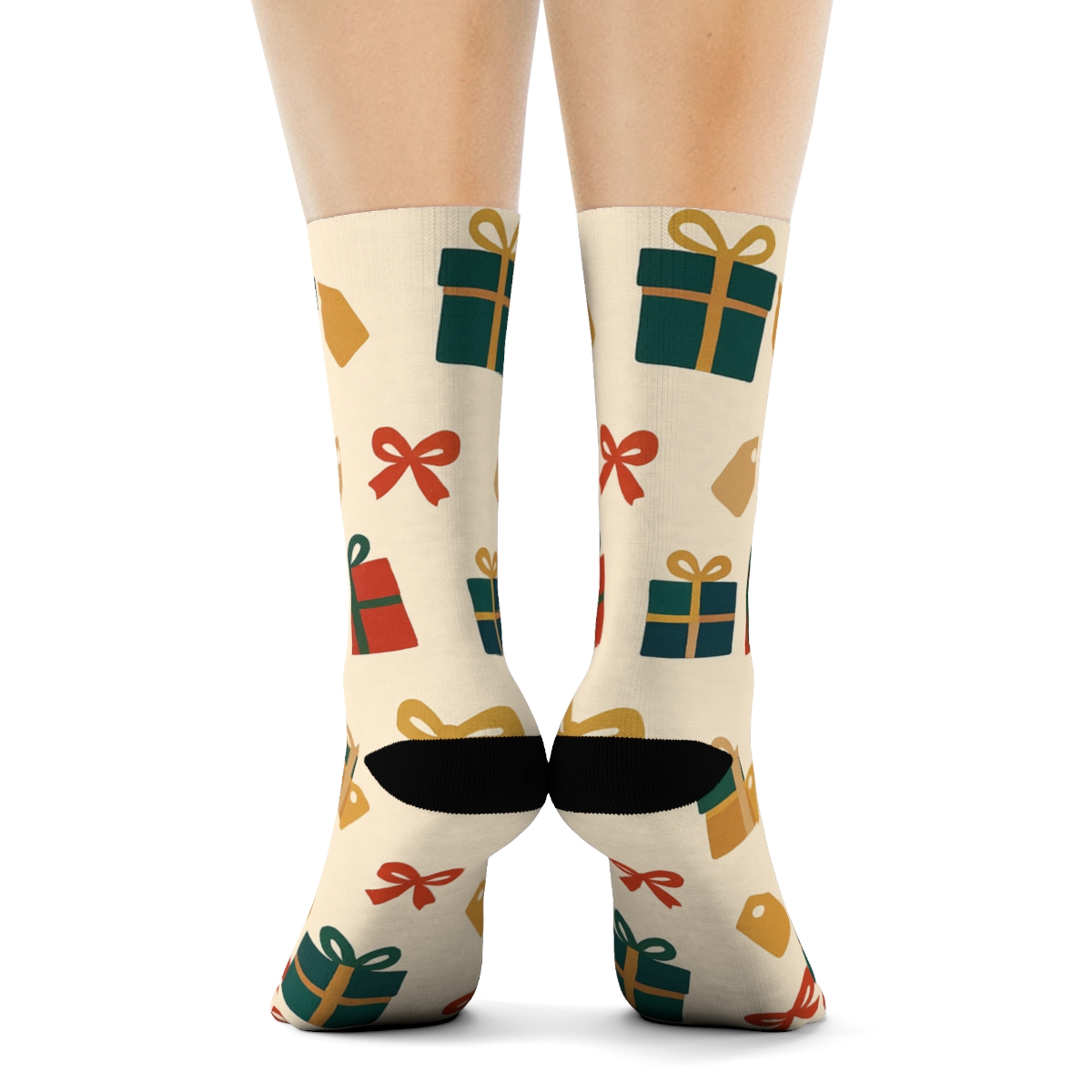 Wrapped Gift Box Scatter Holiday stylish athletic crew socks