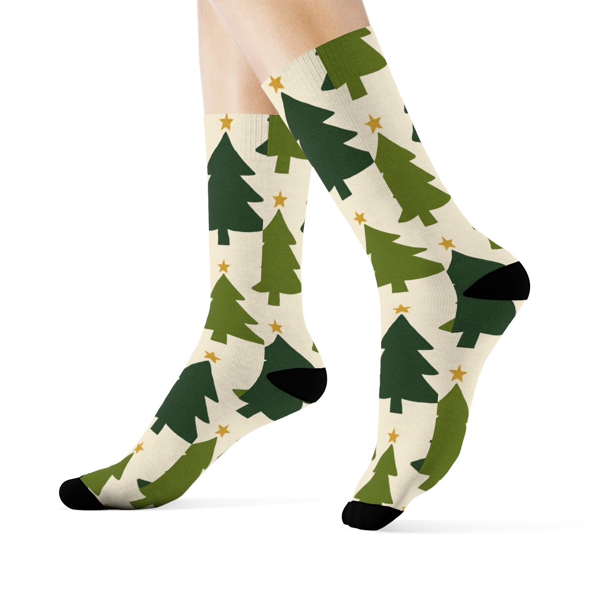 Pine Tree Stencil Pattern Holiday Edition personalized crew socks