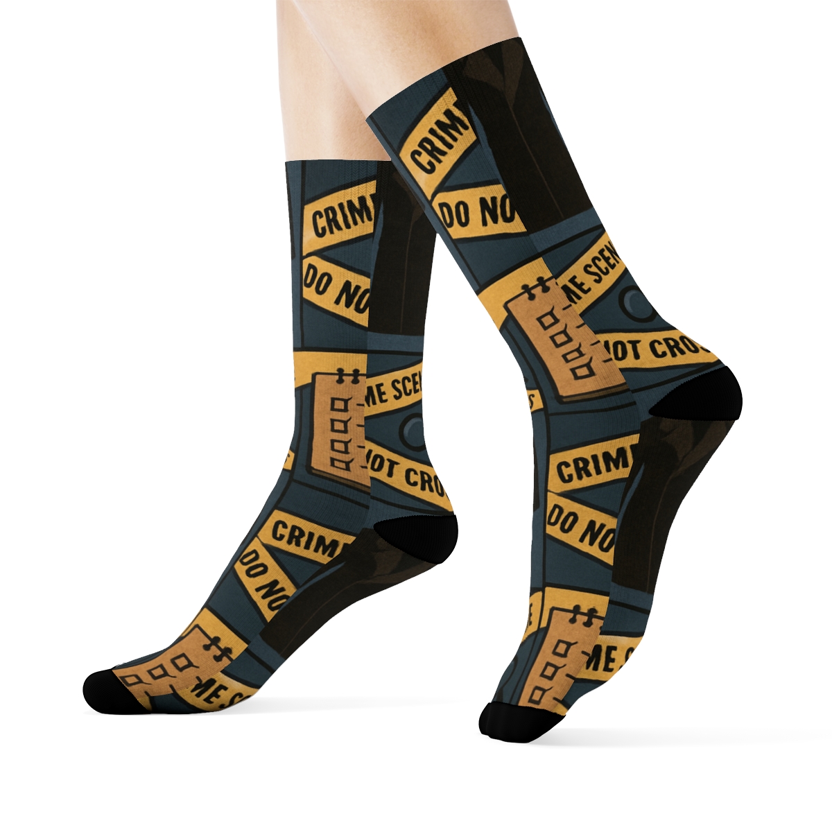 Police Detective Casefile Collage Grid stylish athletic crew socks