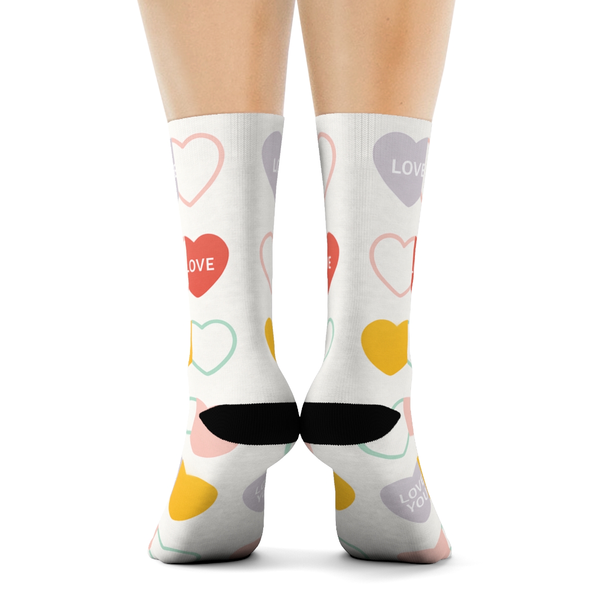 Minimal Candy Tile With Valentine’s Candy Heart Accents premium sports crew socks