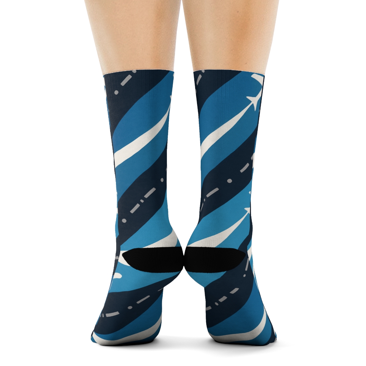 Jet Stream Bands With Airplane Motifs trendy patterned crew socks