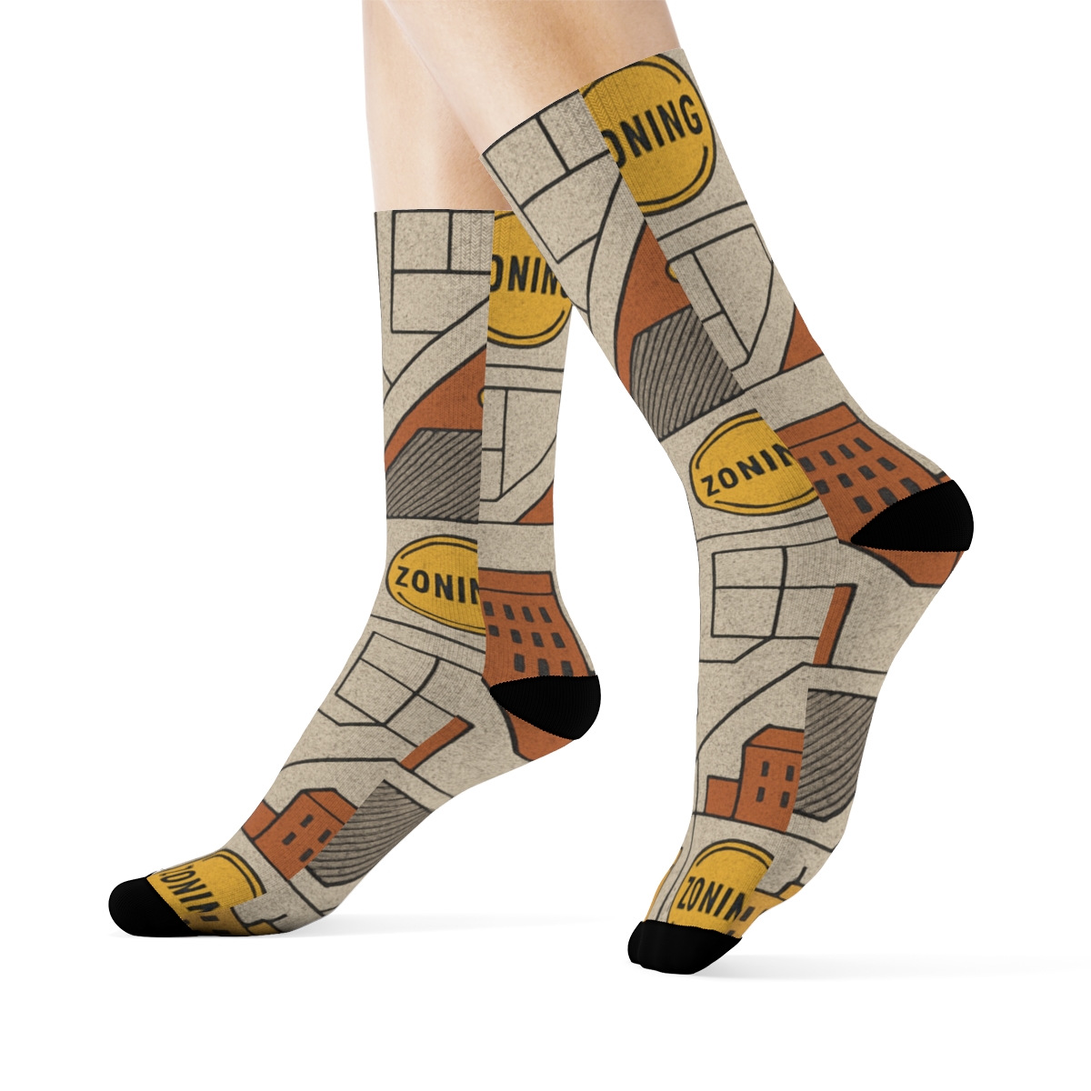 Urban Planner Blueprint Blocks Collage personalized crew socks
