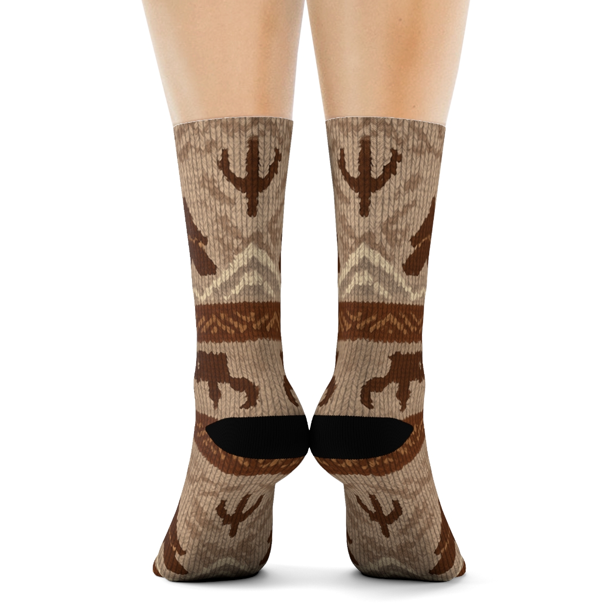 Knitted Pattern Illusion With Mountain Lattice Eagle designer printed crew socks