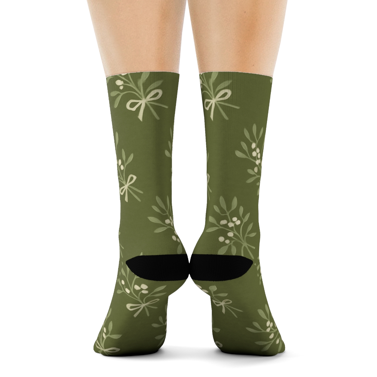 Mistletoe Diagonal Array Holiday comfortable cotton crew socks