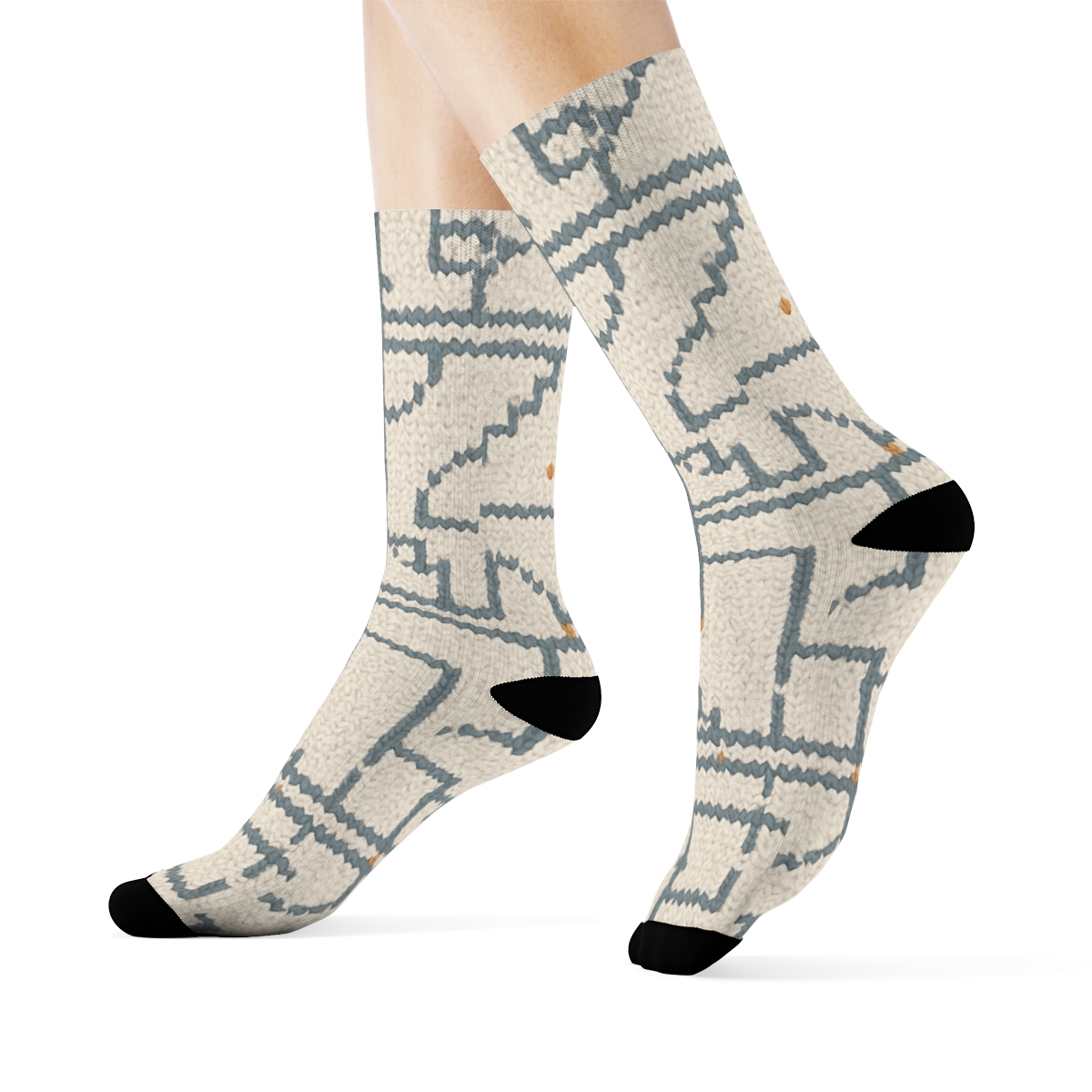 Knitted Architect Floor Plan Lattice trendy patterned crew socks