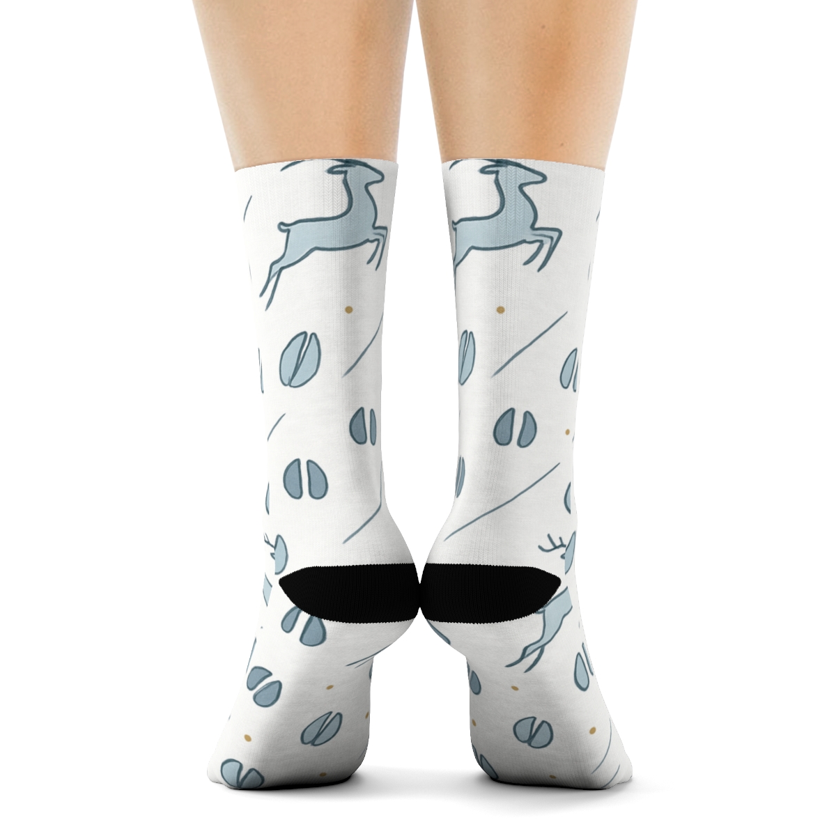Migration Lines With Reindeer Tracks Pattern soft everyday crew socks