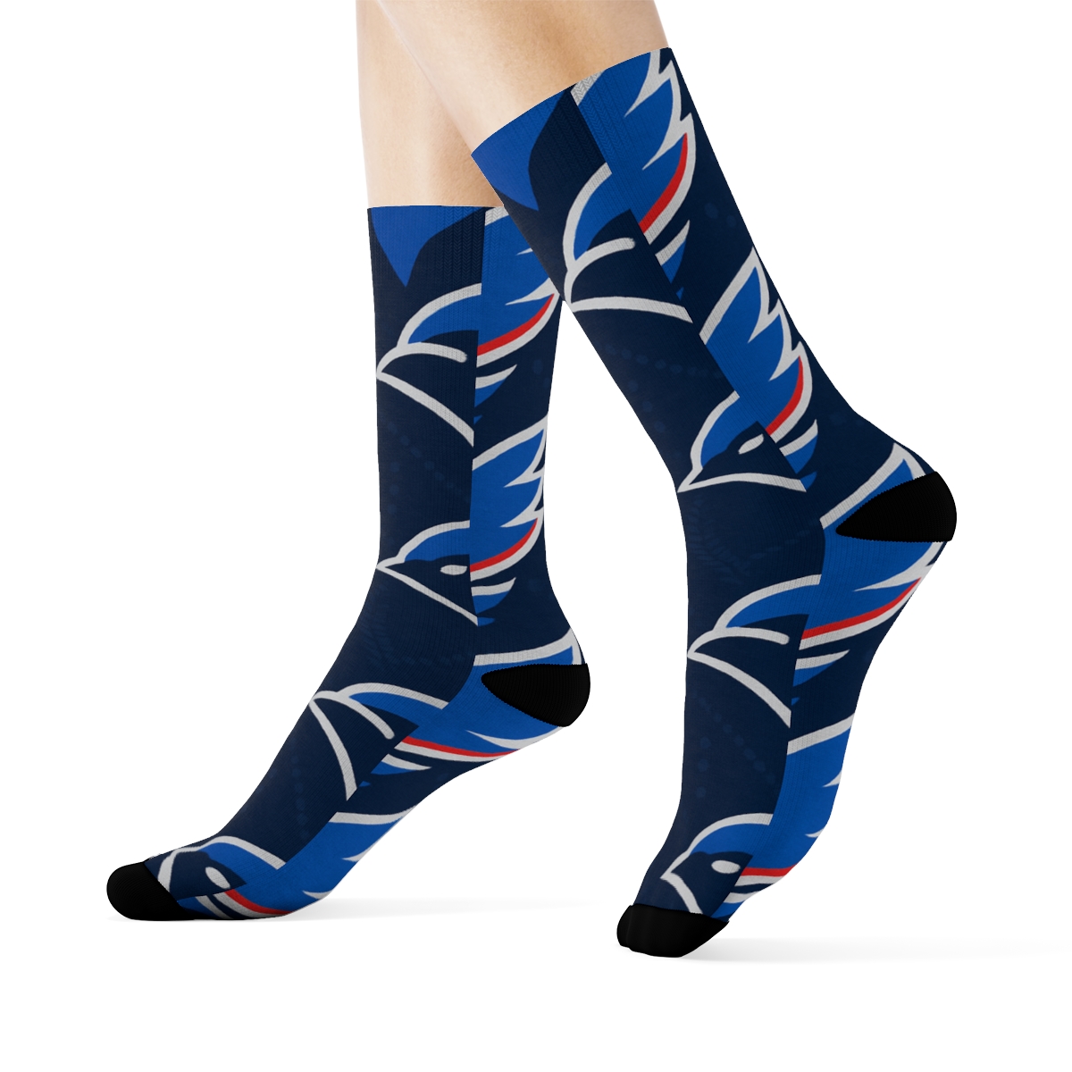 Tessellated Jay Wing Pattern With Blue Jays premium sports crew socks