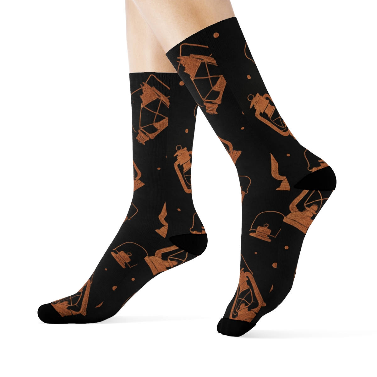 Storm Lantern Scatter On Charcoal Field premium sports crew socks