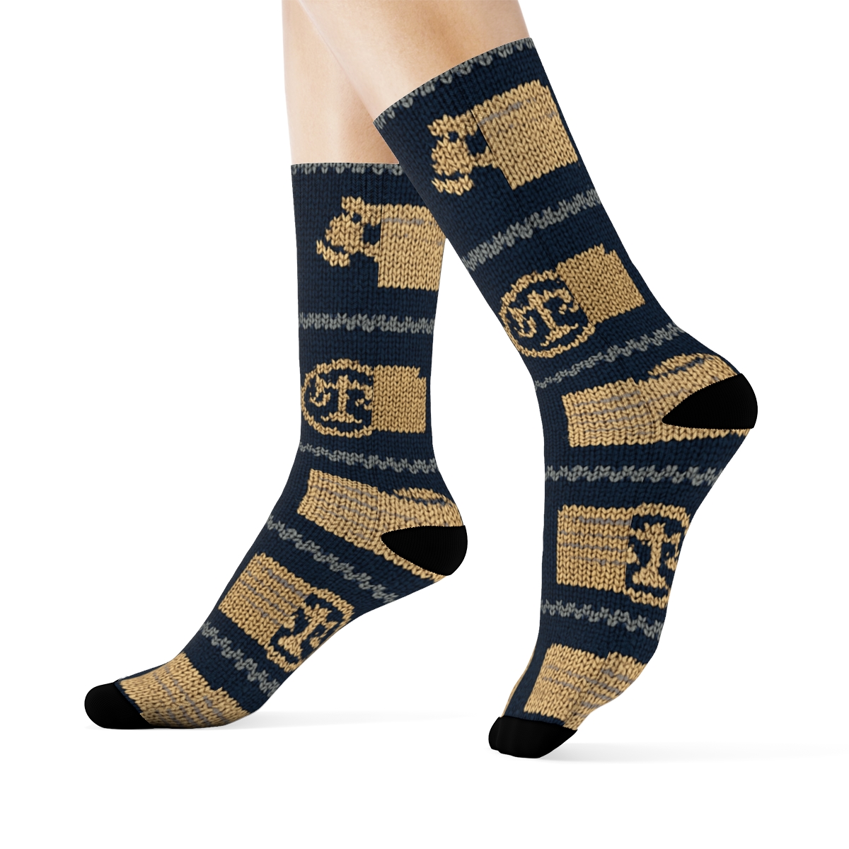 Knitted Court Clerk Docket Stripe Pattern unique graphic crew socks