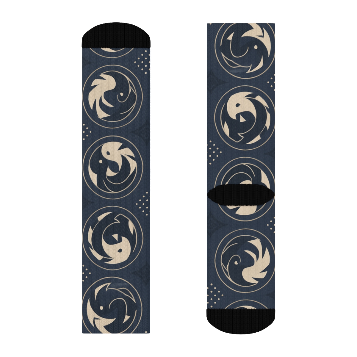 Indigo Koi Duality Mandala Lattice soft everyday crew socks