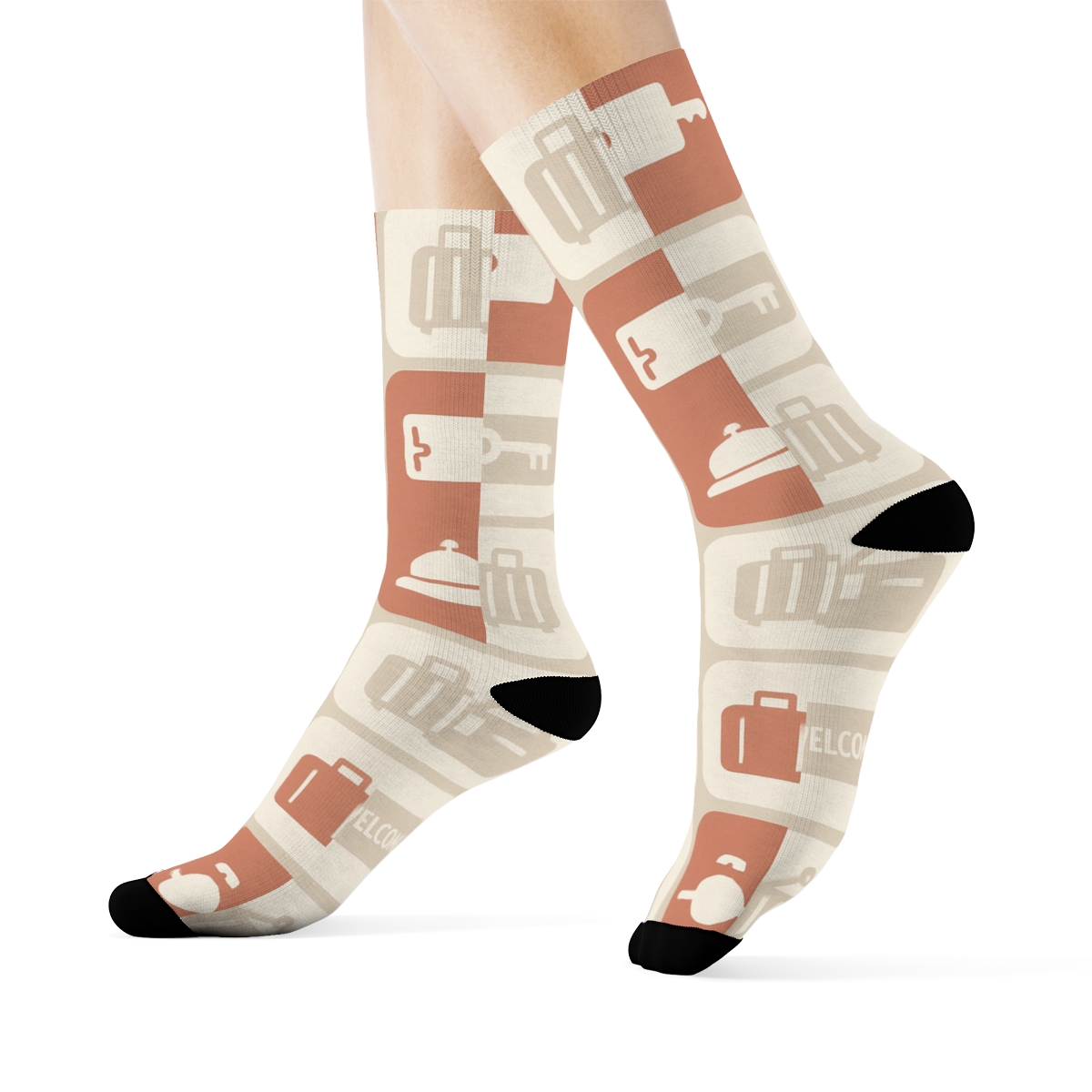 Modern Minimalist Graphic With Hotel Receptionist Motif personalized crew socks