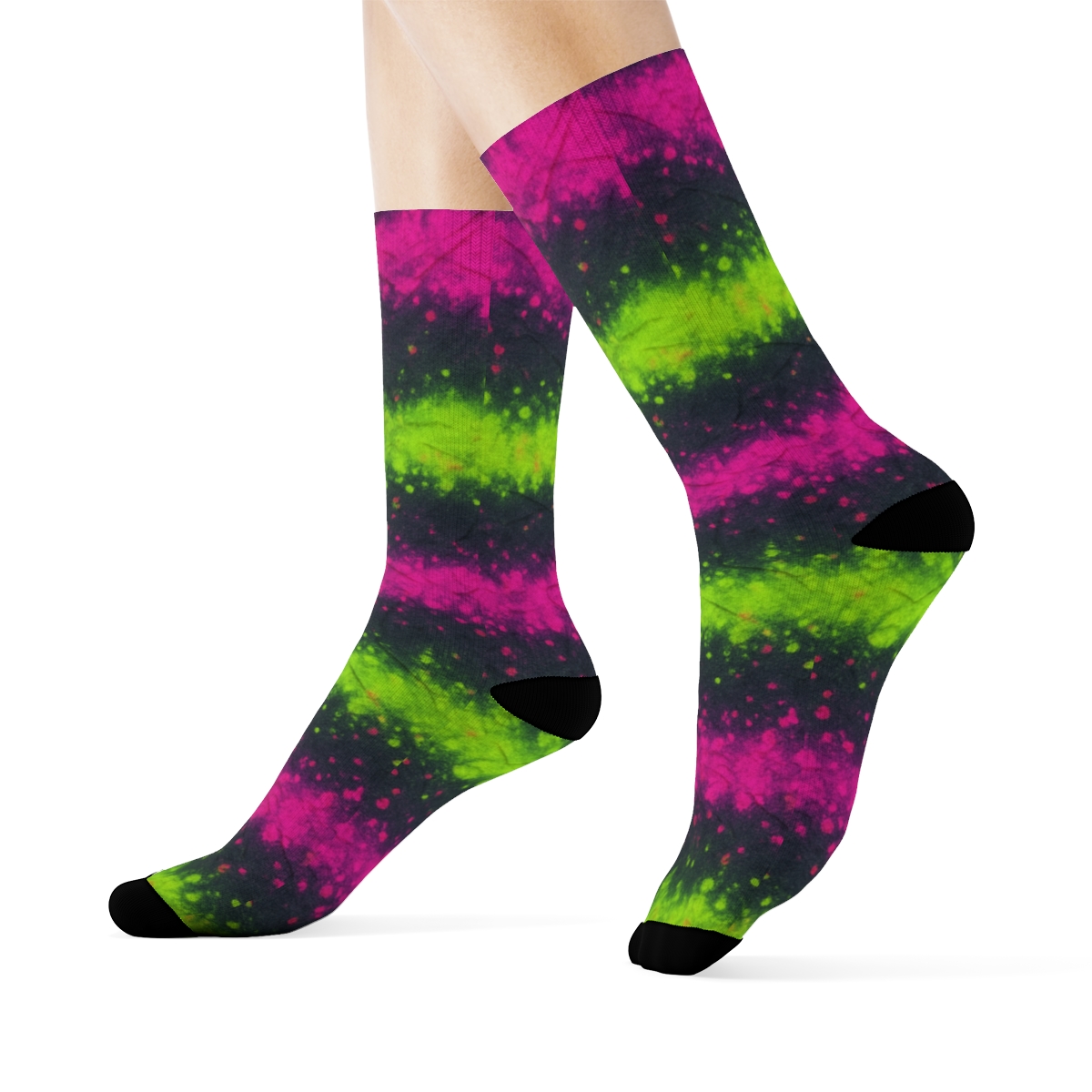 Neon Crinkle Speckle Bands comfortable cotton crew socks