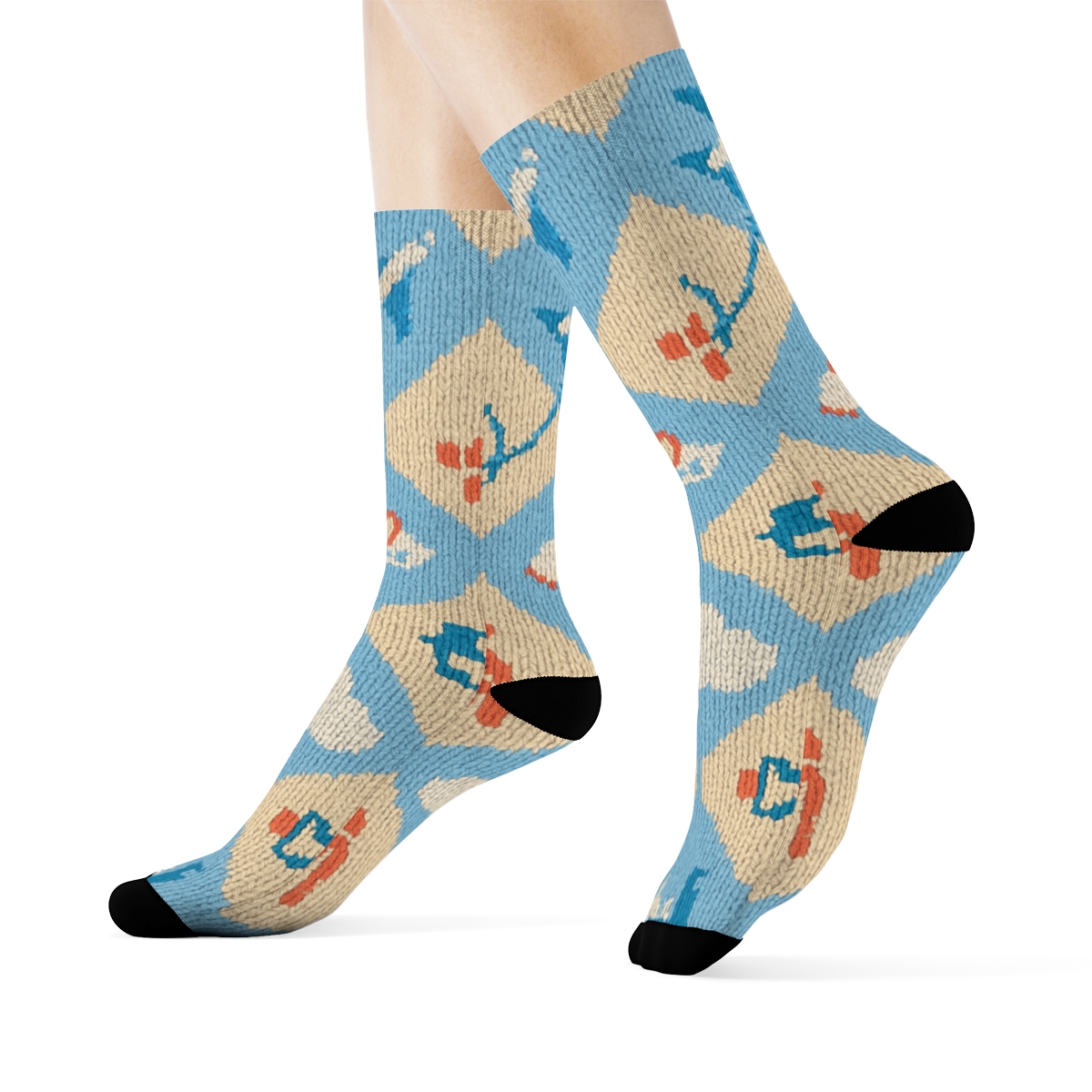 Cloudscape Wrap Pattern, Flight Attendant personalized crew socks