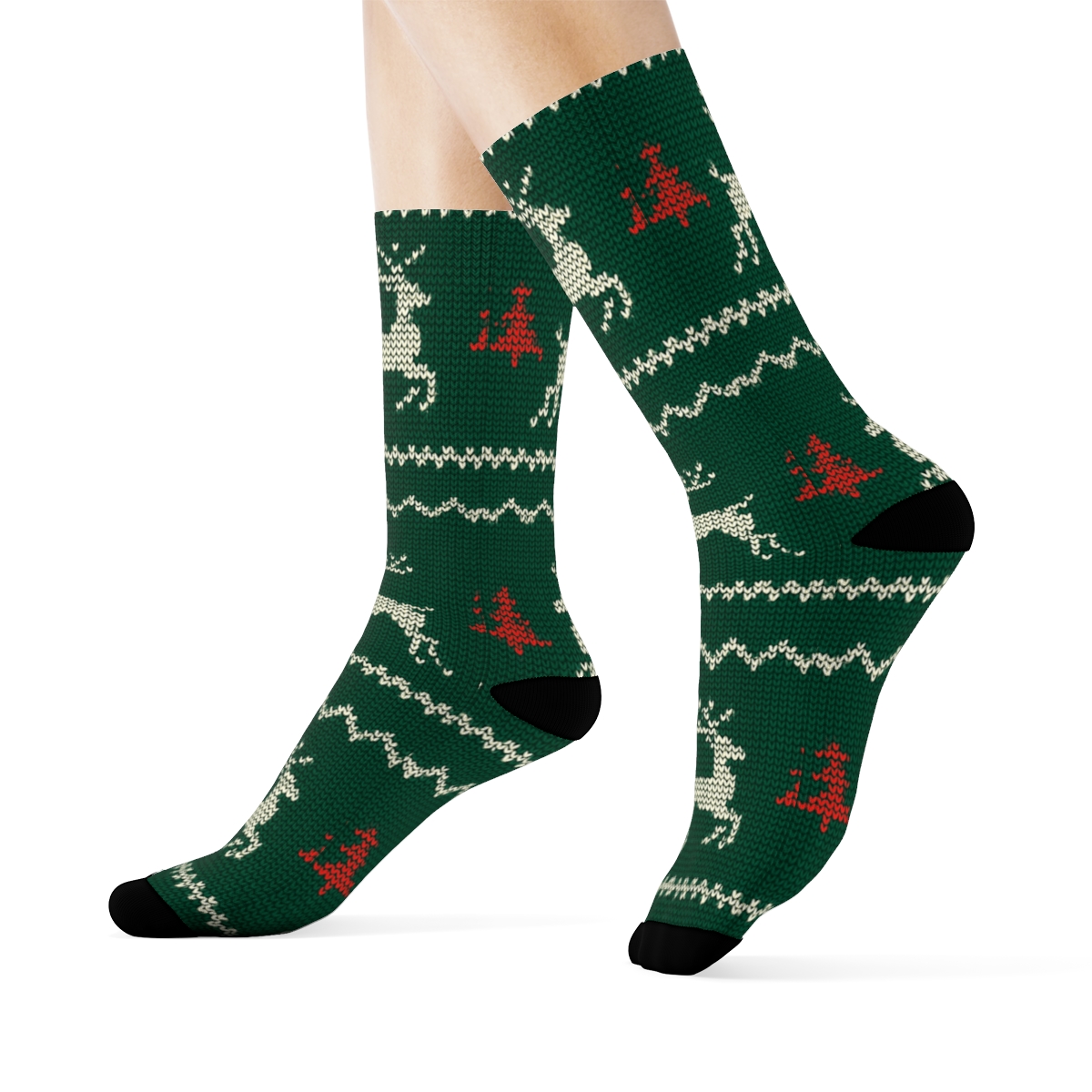 Reindeer Knit Texture Holiday Edition comfortable cotton crew socks