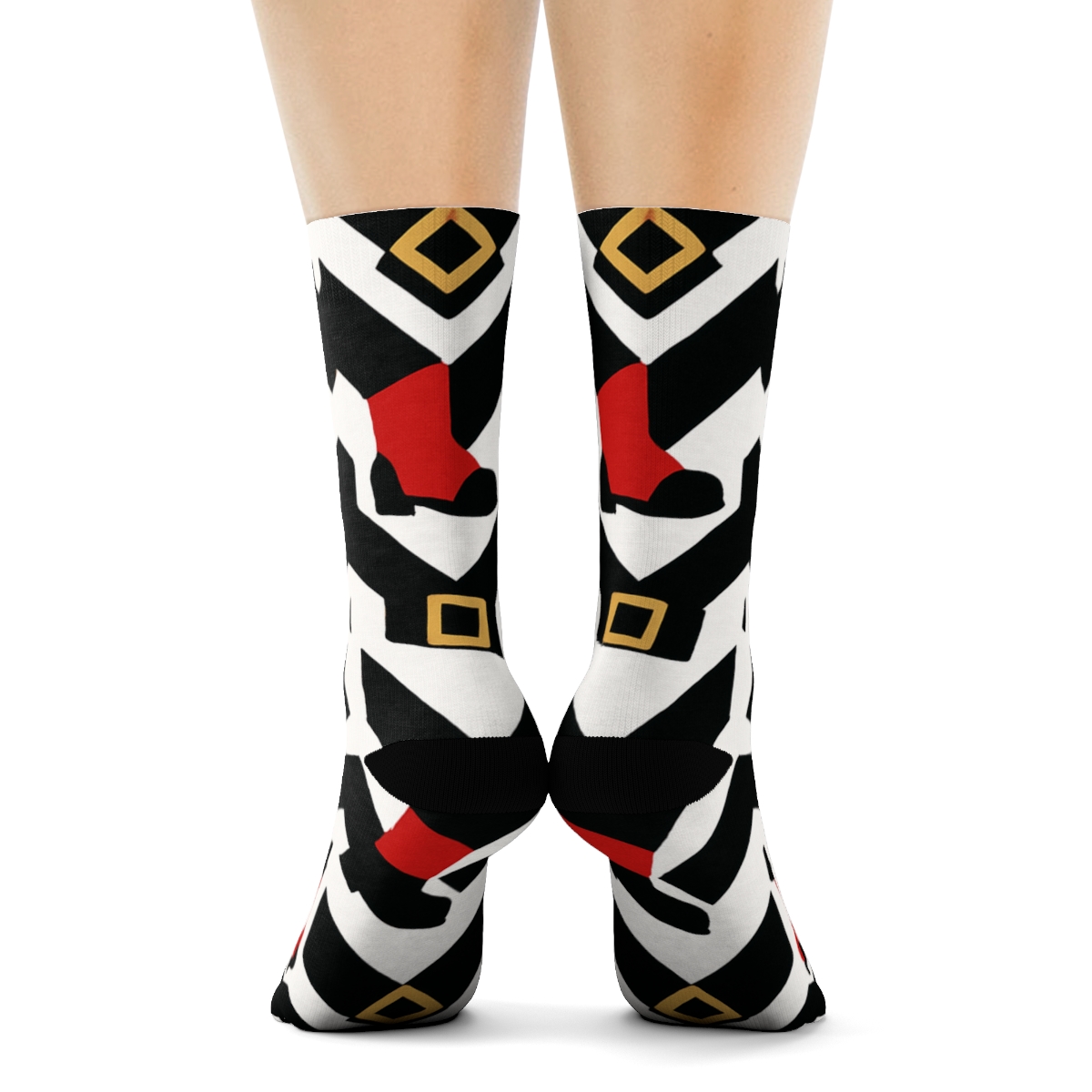 Santa Boot Chevron Pattern With Santa premium sports crew socks